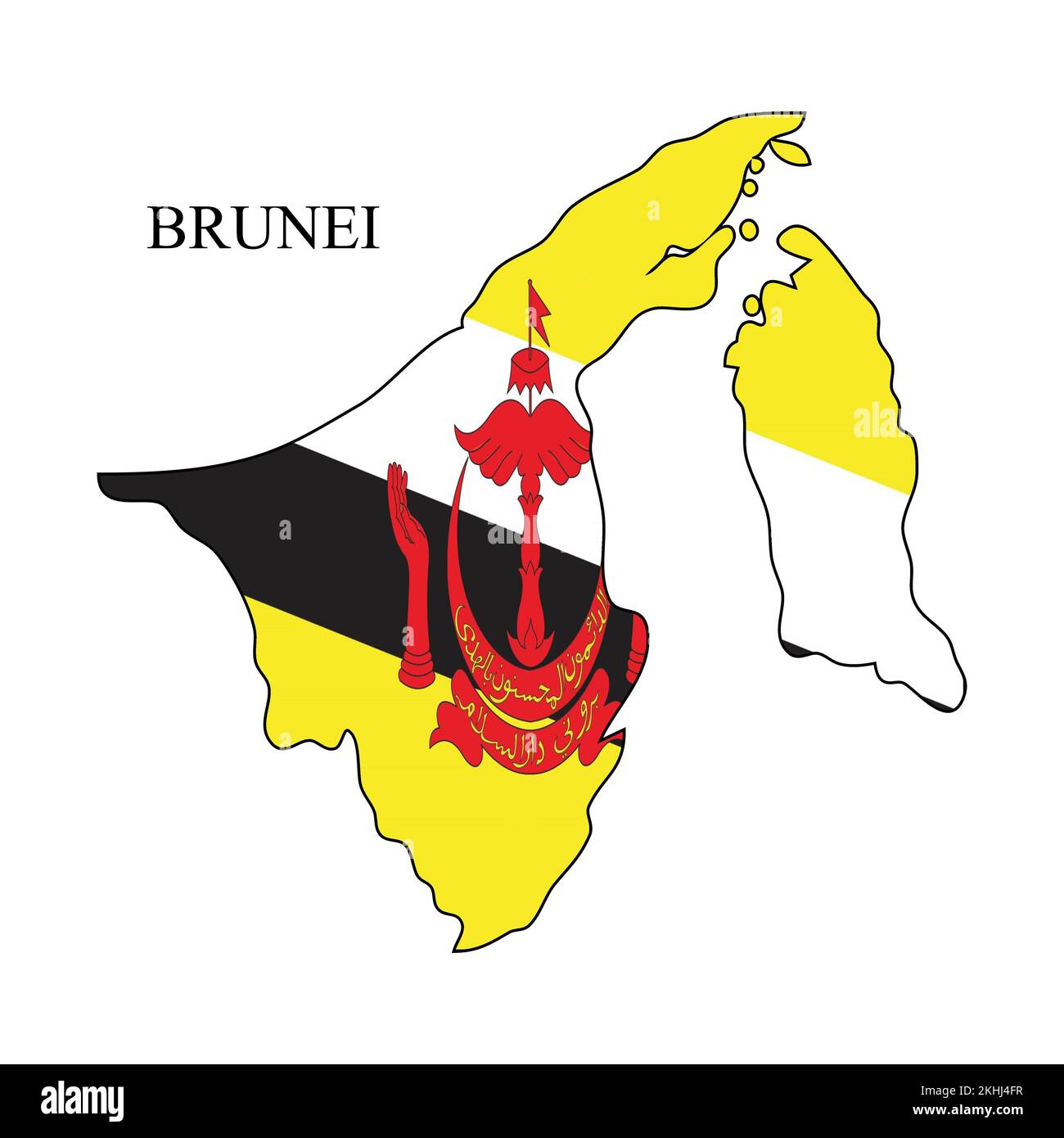 Illustrazione del vettore della mappa Brunei. Economia globale. Paese famoso. Asia sudorientale. Borneo. Illustrazione Vettoriale