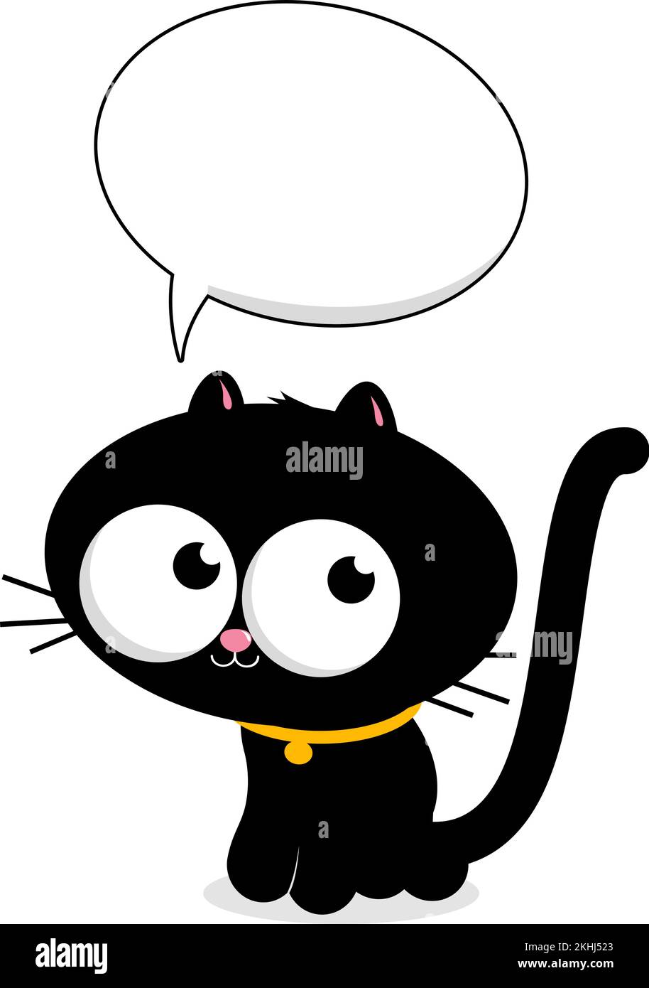 Carino gatto cartone animato con una bolla di discorso. Illustrazione vettoriale Illustrazione Vettoriale