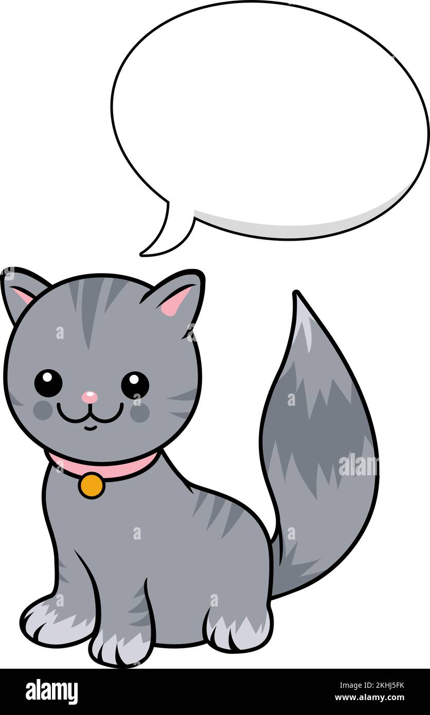 Cartone animato gatto con una bolla di discorso. Illustrazione vettoriale Illustrazione Vettoriale