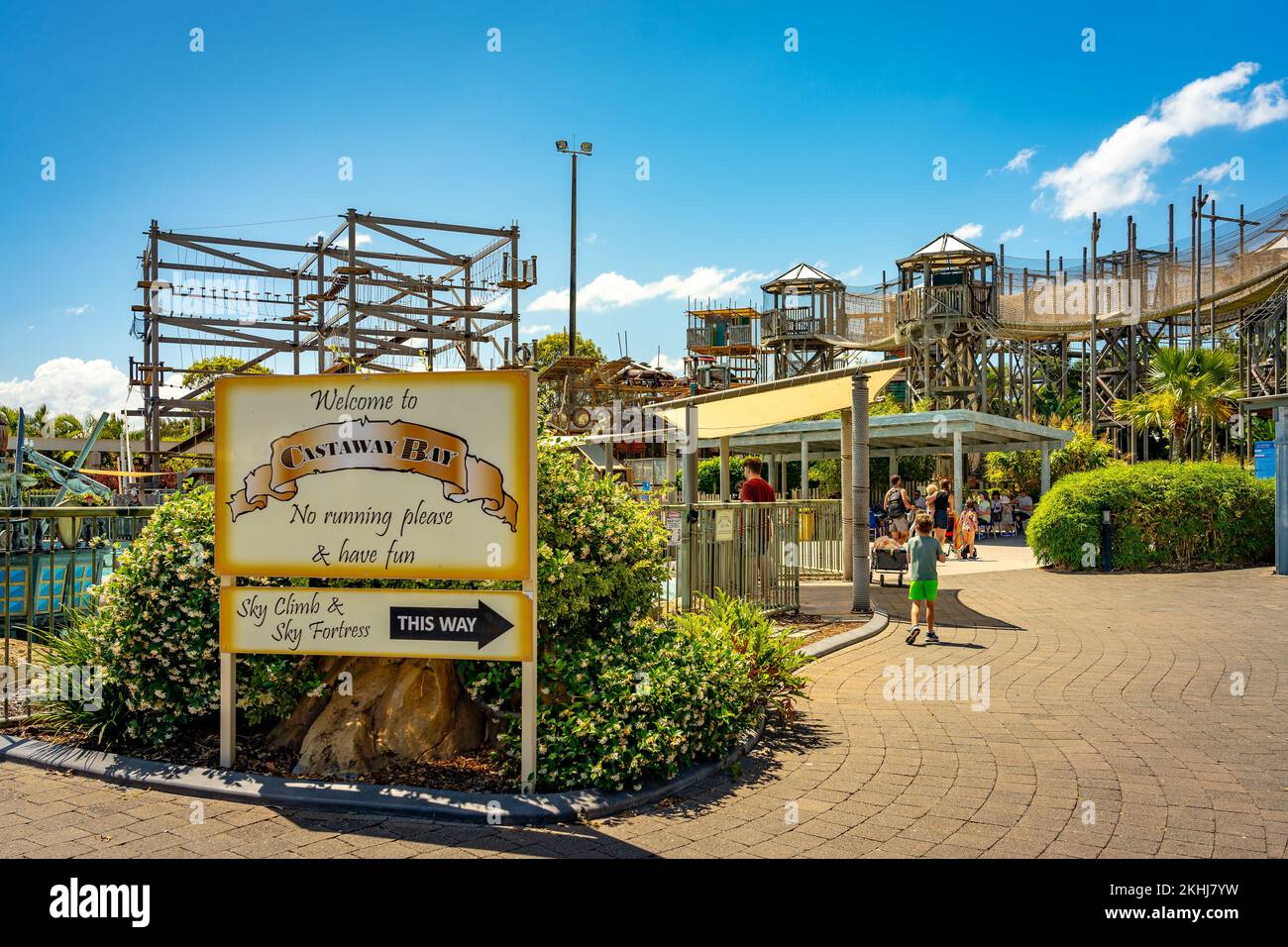 Gold Coast, Queensland, Australia - Castaway Bay Sky Fortress al parco a tema Seaworld Foto Stock