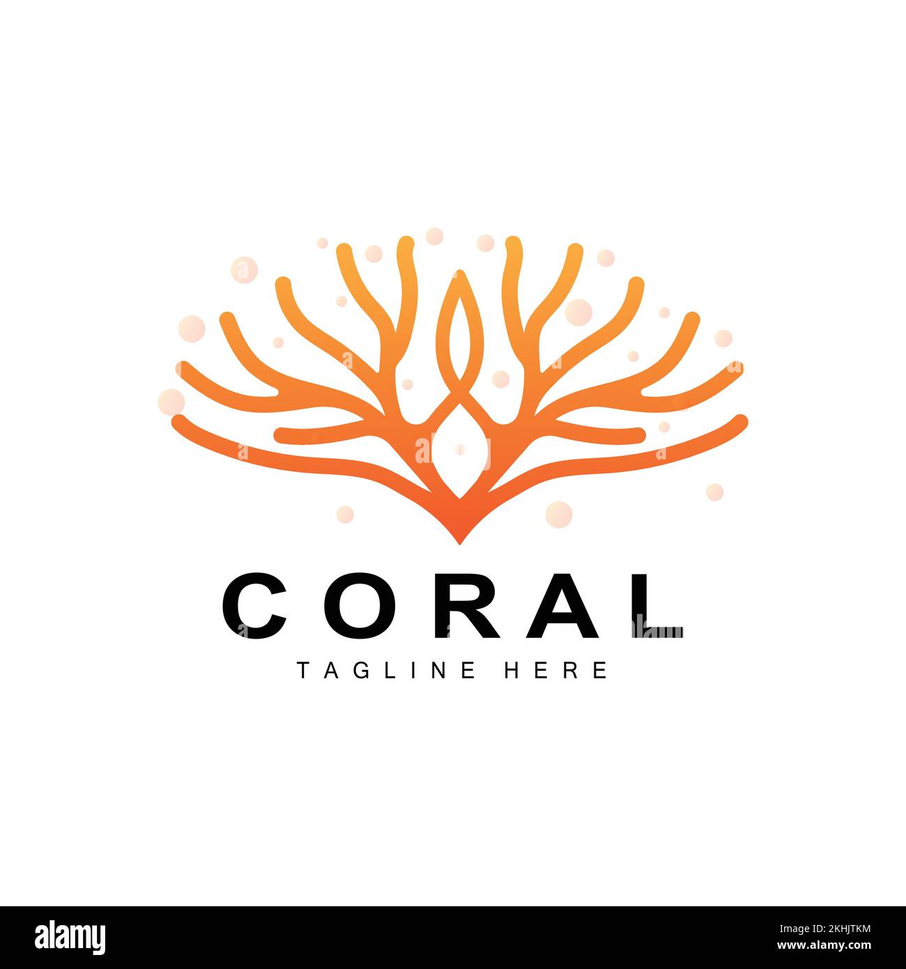 Coral Logo, Sea Plants Place Animali marini, Ocean Vector, icone alghe Illustrazione Vettoriale