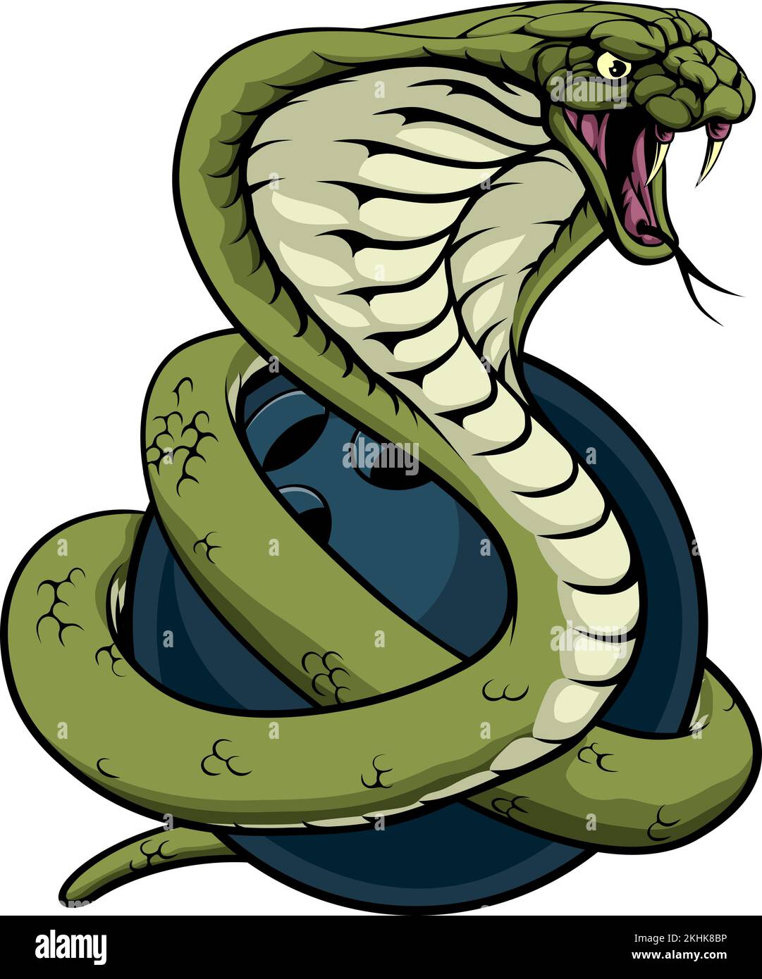 Cobra Snake Bowling Ball Animal Sports Team Mascot Illustrazione Vettoriale