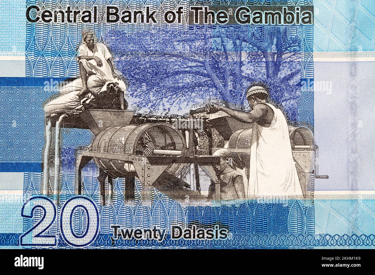 Macchina agricola da Gambian denaro - Dalasi Foto Stock