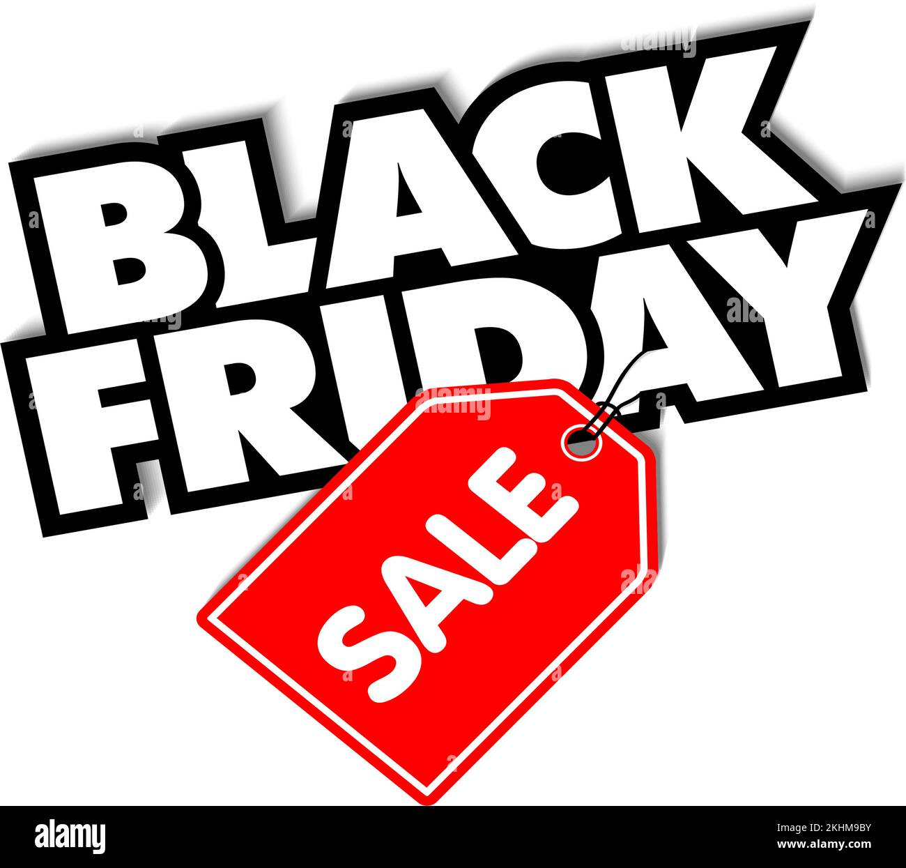 Intestazione Black Friday con adesivo del prezzo. Modello vettoriale su sfondo trasparente Illustrazione Vettoriale