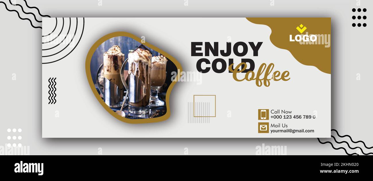 Banner modello completamente modificabile per caffè freddo Illustrazione Vettoriale