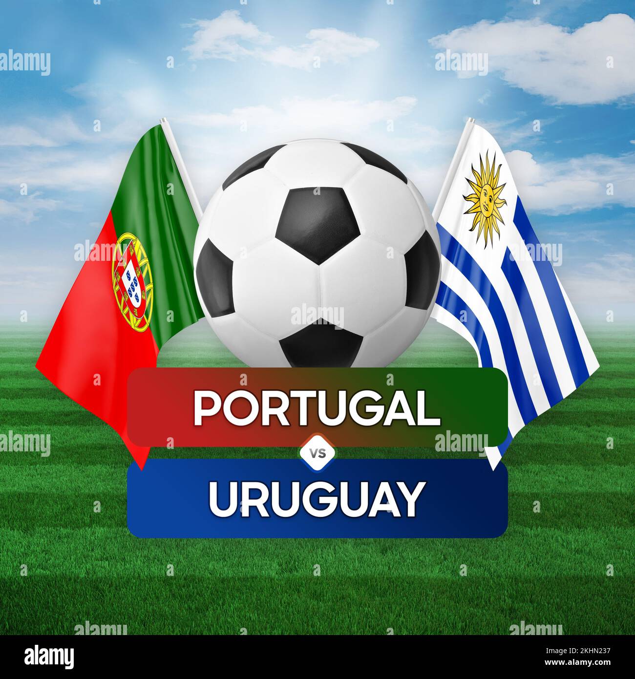 Portogallo vs Uruguay nazionale squadre calcio partita concetto di competizione. Foto Stock