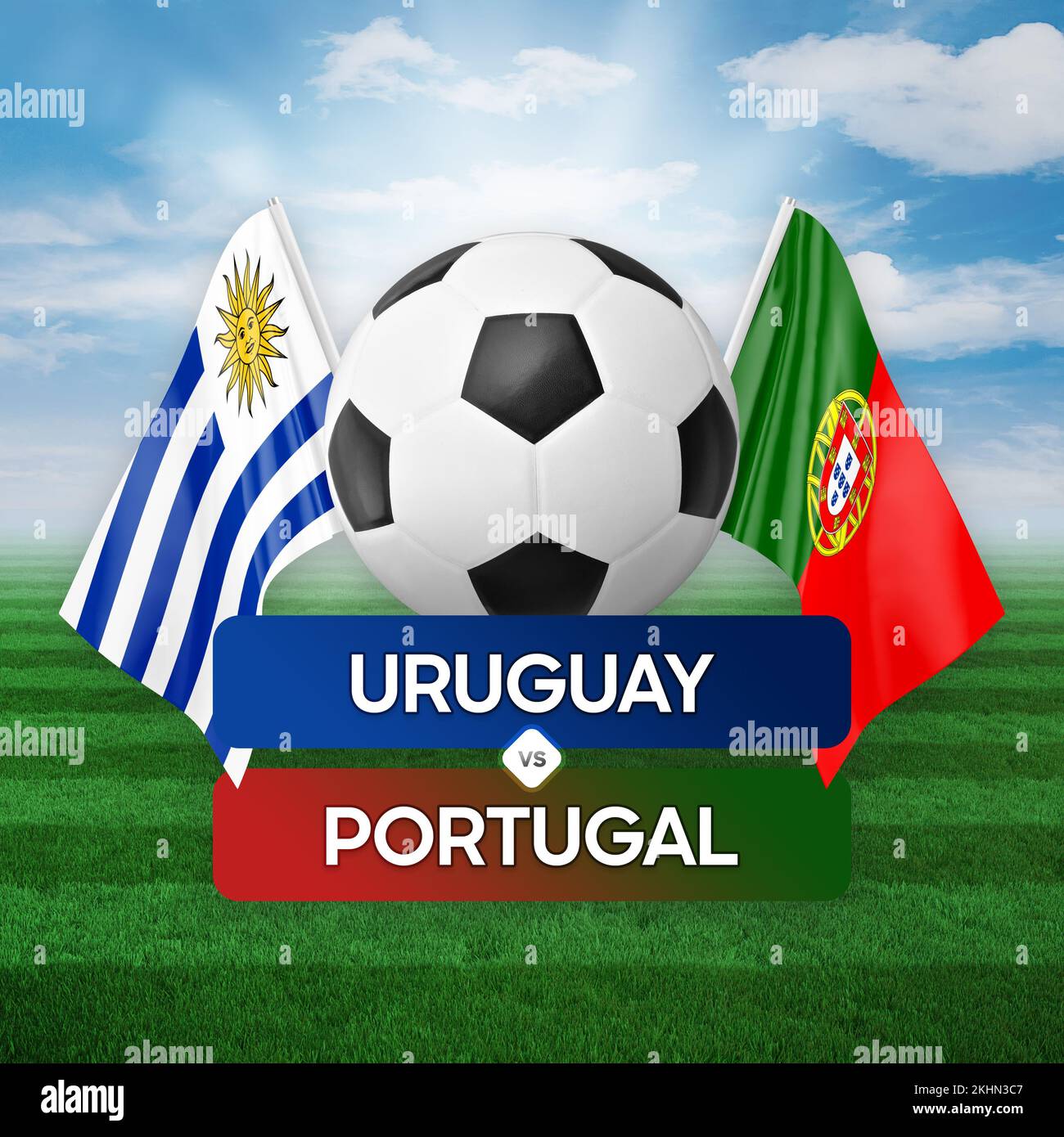 Uruguay vs Portogallo nazionale squadre calcio partita di calcio concetto di competizione. Foto Stock