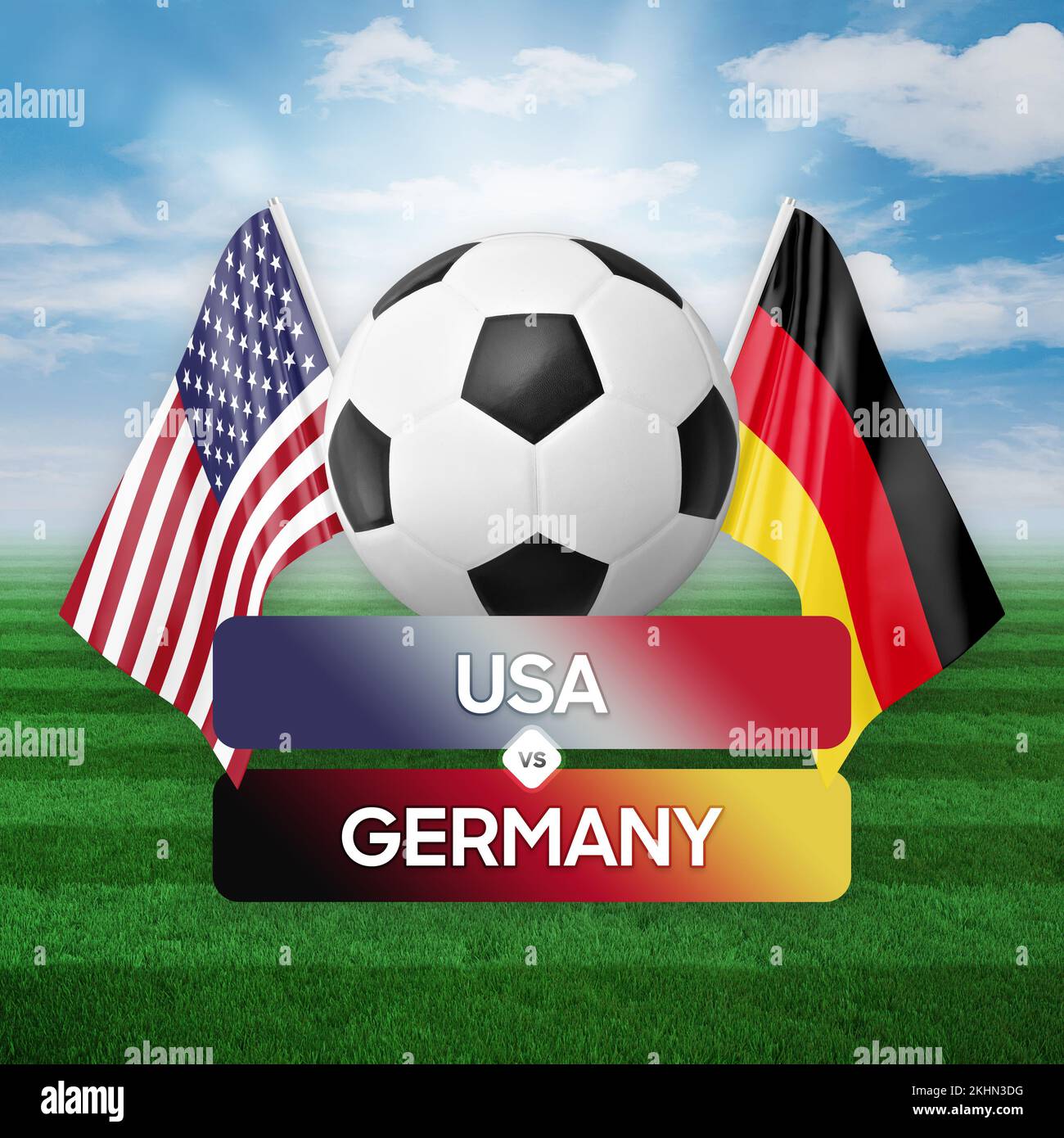 USA vs Germania nazionale squadre calcio partita di calcio concetto di competizione. Foto Stock