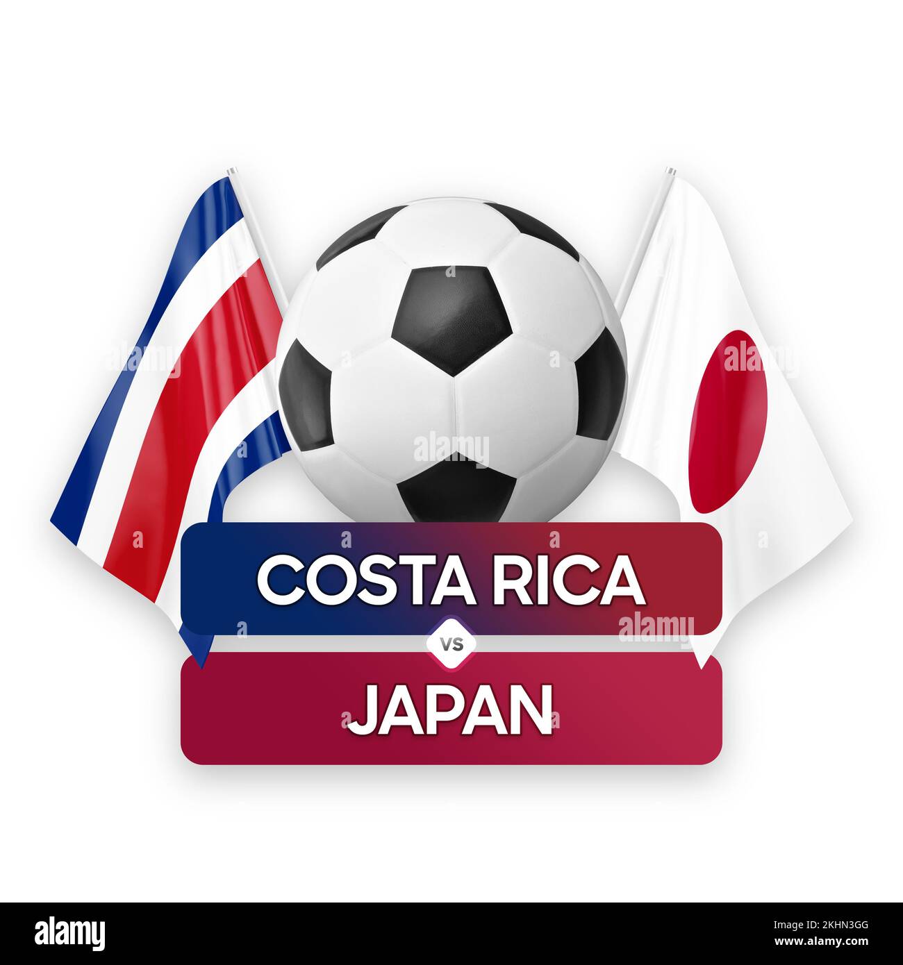 Costa Rica vs Giappone nazionale squadre calcio partita di competizione concetto. Foto Stock