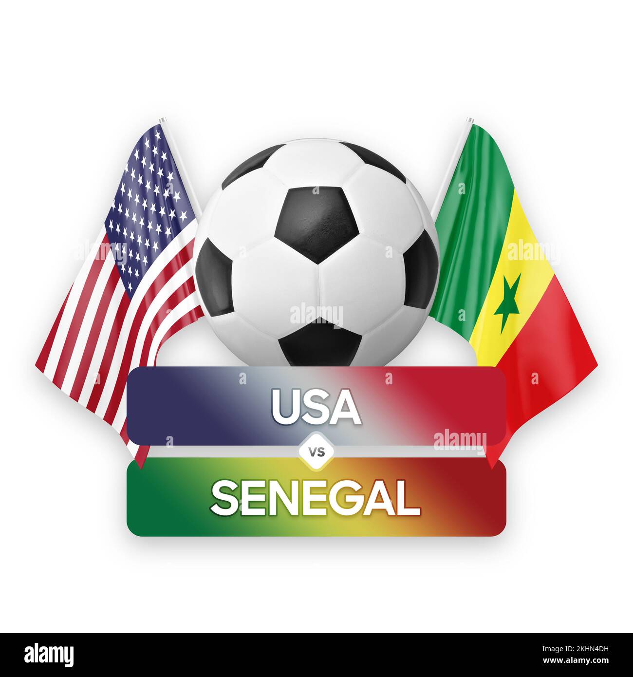 USA vs Senegal nazionale squadre calcio partita di calcio concetto di competizione. Foto Stock