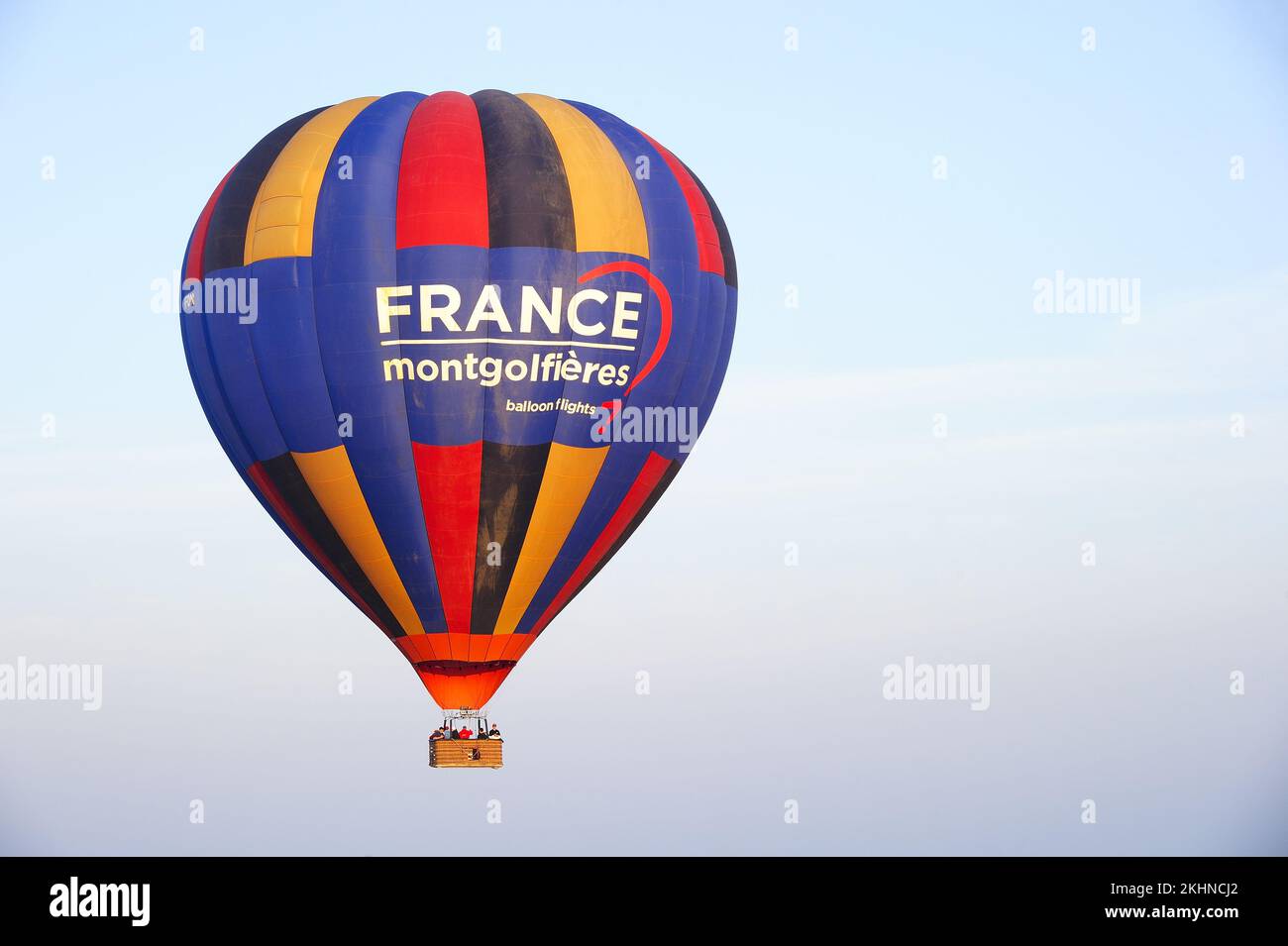 Francia. Seine-et-Marne (77) volo in mongolfiera (vista aerea) della valle del Loing Foto Stock