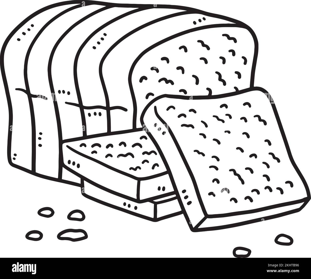 Ramadan pane di pane di pane di slice isolato colorazione pagina Illustrazione Vettoriale