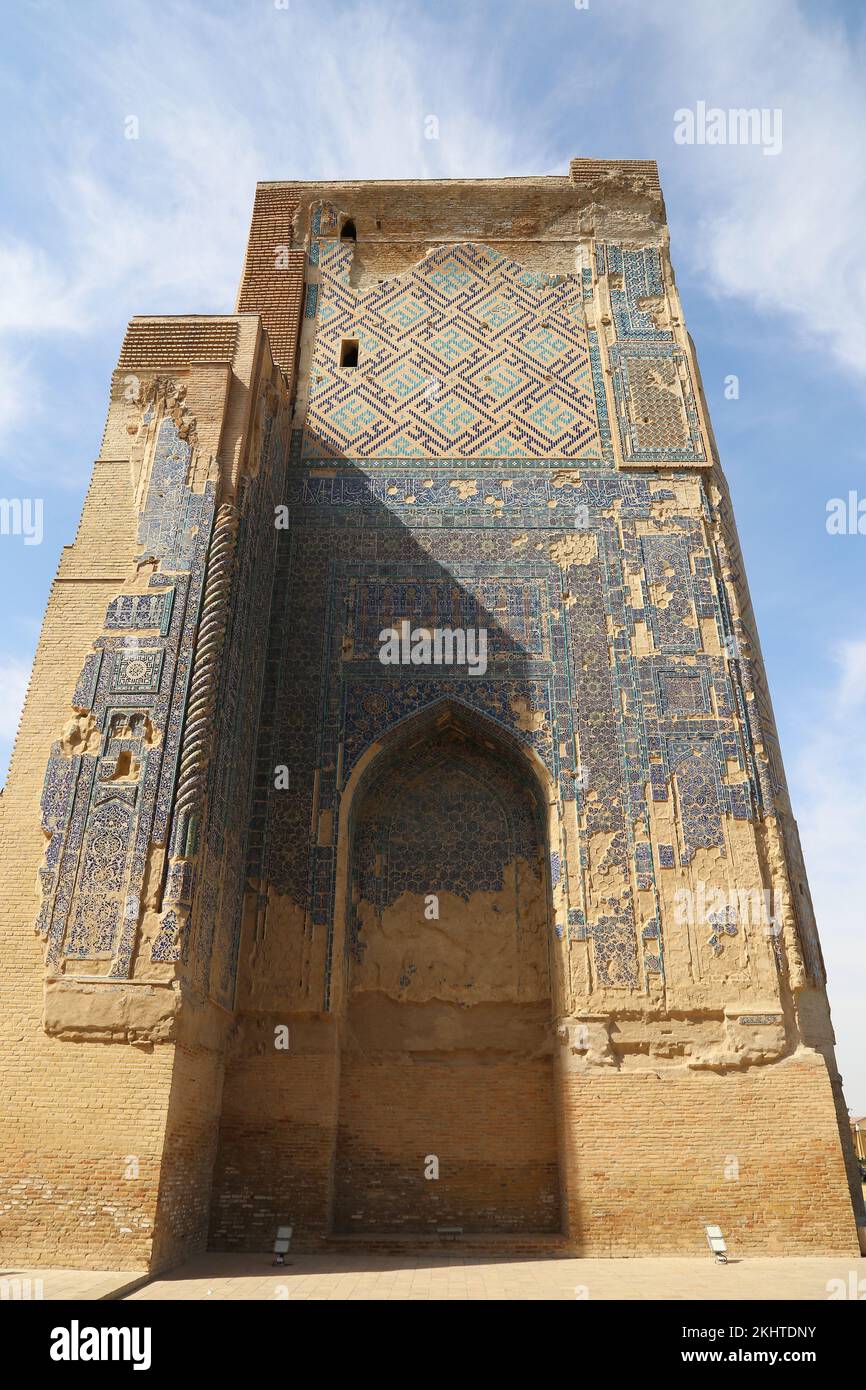 Ingresso, complesso di AK Saray (Palazzo Bianco), Via Ipak Yuli, Shakhrisabz, Provincia di Qashqadaryo, Uzbekistan, Asia centrale Foto Stock