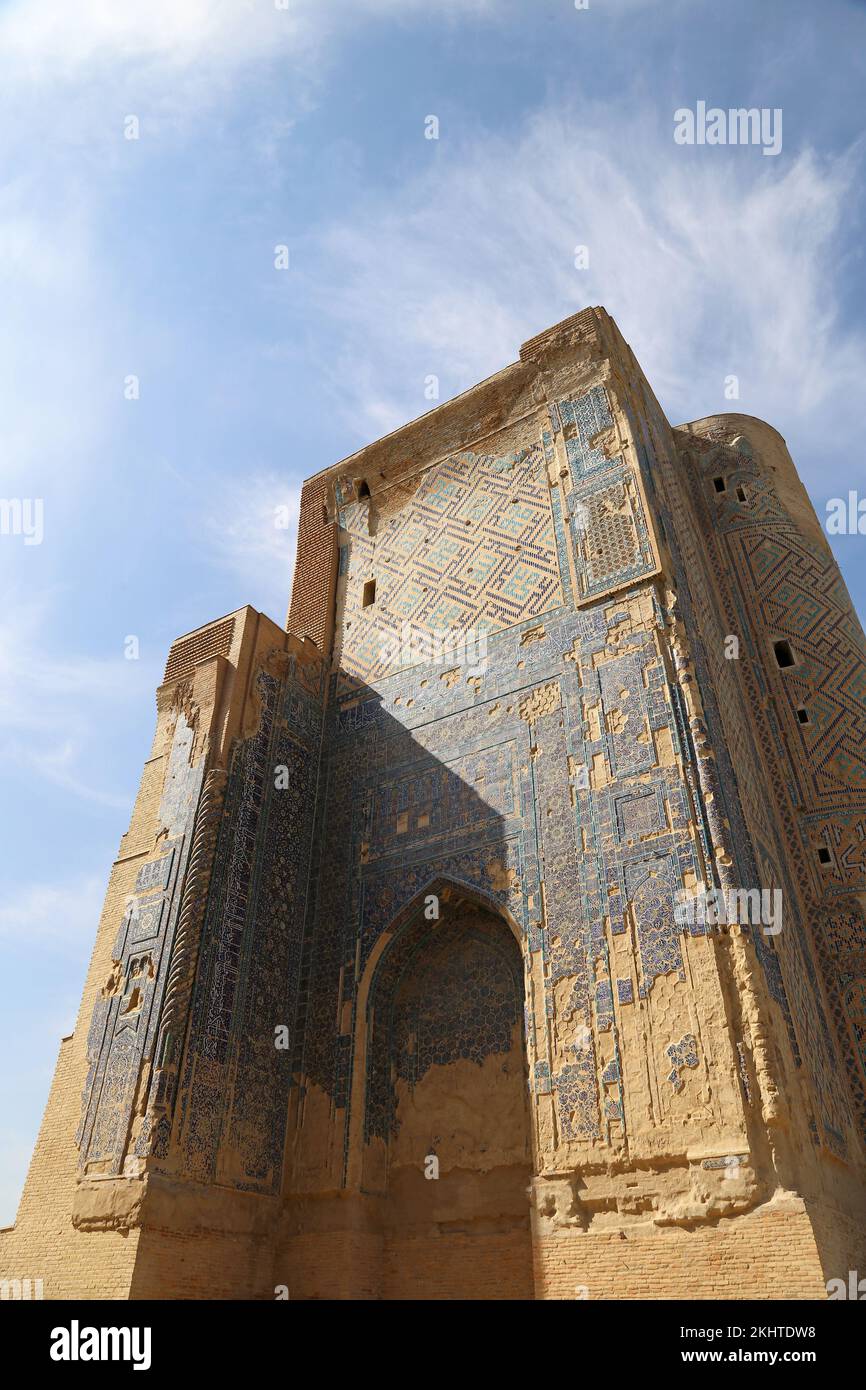 Ingresso, complesso di AK Saray (Palazzo Bianco), Via Ipak Yuli, Shakhrisabz, Provincia di Qashqadaryo, Uzbekistan, Asia centrale Foto Stock