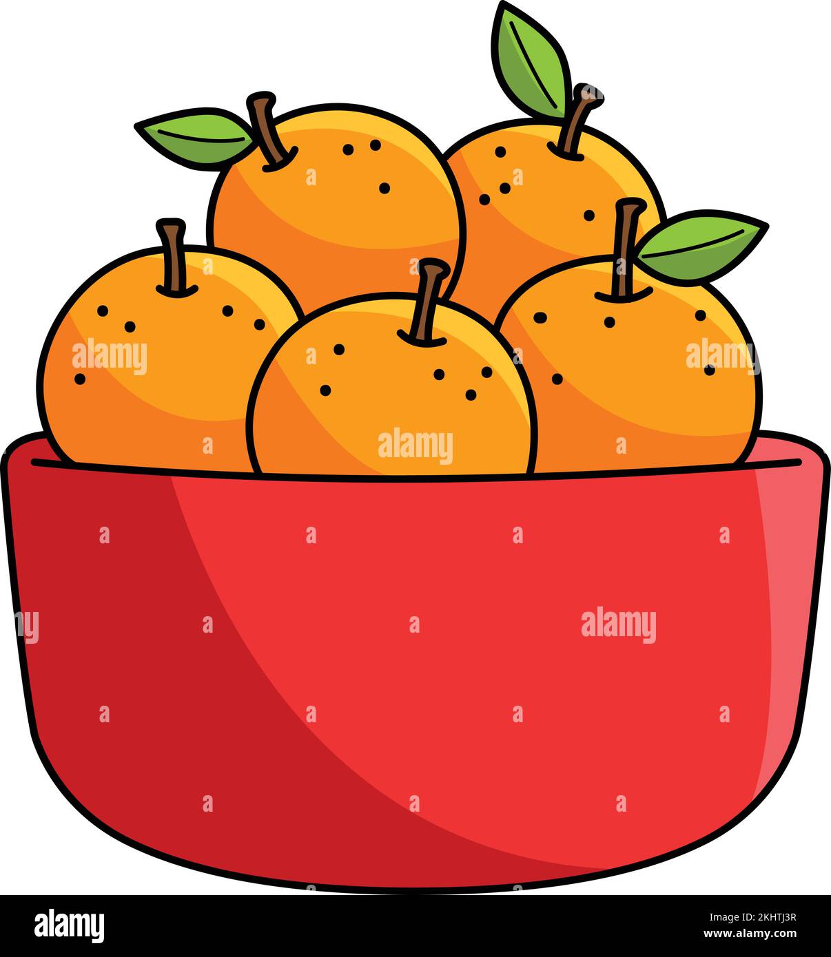 Ciotola di Mandarin Orange Cartoon colorato Clipart Illustrazione Vettoriale