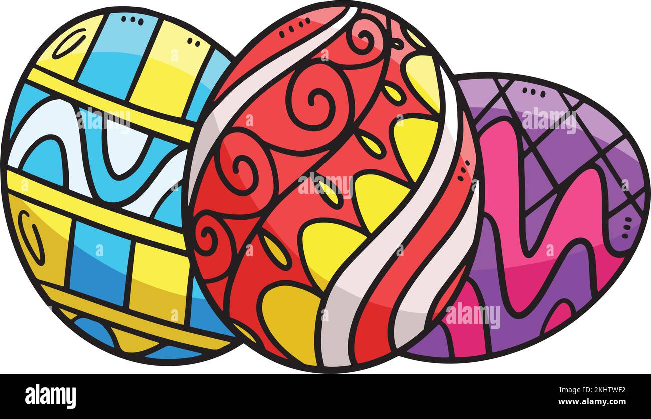 Tre uova di Pasqua Cartoon colorato Clipart Illustrazione Vettoriale