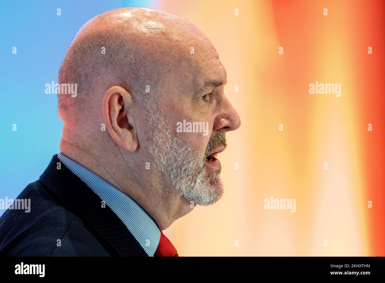 Mick Whelan ASLEF Segretario Generale si rivolge alla loro 2022 Assemblea annuale dei delegati a Bournemouth nella Dorchester Suite del Bournemouth Highcliff Marriott Hotel. Foto: ©Neil Turner 18 maggio 2022 Foto Stock