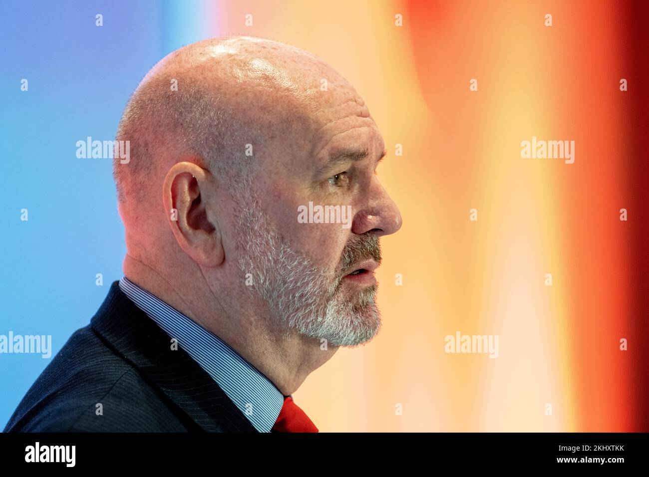 Mick Whelan ASLEF Segretario Generale si rivolge alla loro 2022 Assemblea annuale dei delegati a Bournemouth nella Dorchester Suite del Bournemouth Highcliff Marriott Hotel. Foto: ©Neil Turner 18 maggio 2022 Foto Stock