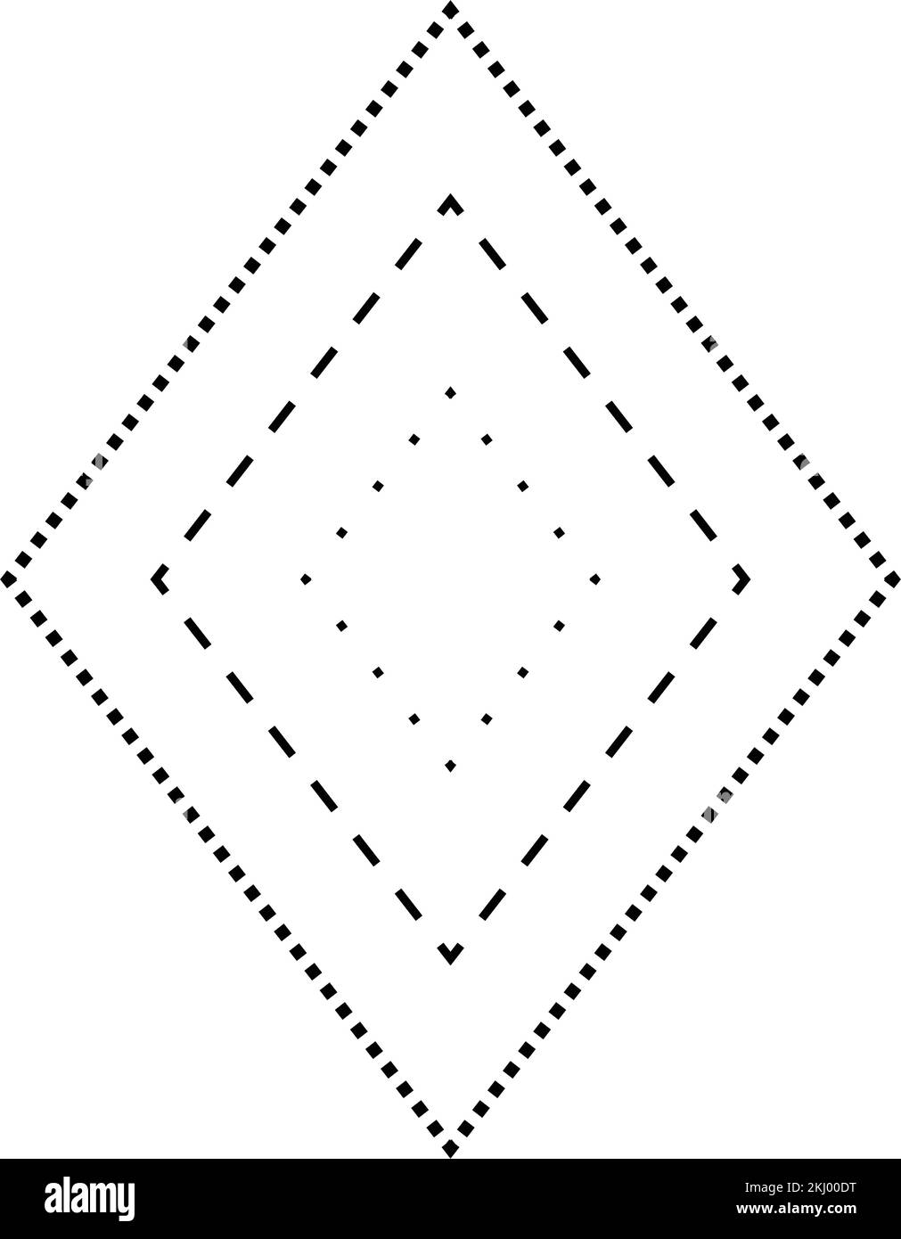 Tracciando il simbolo della forma del rombo, tratteggiato e tratteggiato elemento a linea tratteggiata per prescolare, asilo e bambini Montessori prescrivere, disegnare e tagliare pr Illustrazione Vettoriale