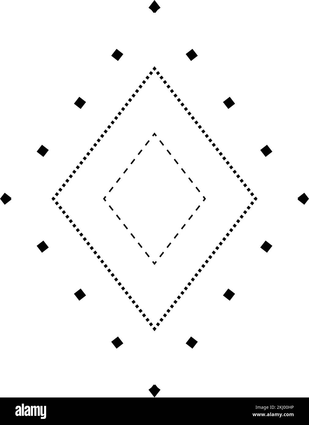Tracciando il simbolo della forma del rombo, tratteggiato e tratteggiato elemento a linea tratteggiata per prescolare, asilo e bambini Montessori prescrivere, disegnare e tagliare pr Illustrazione Vettoriale