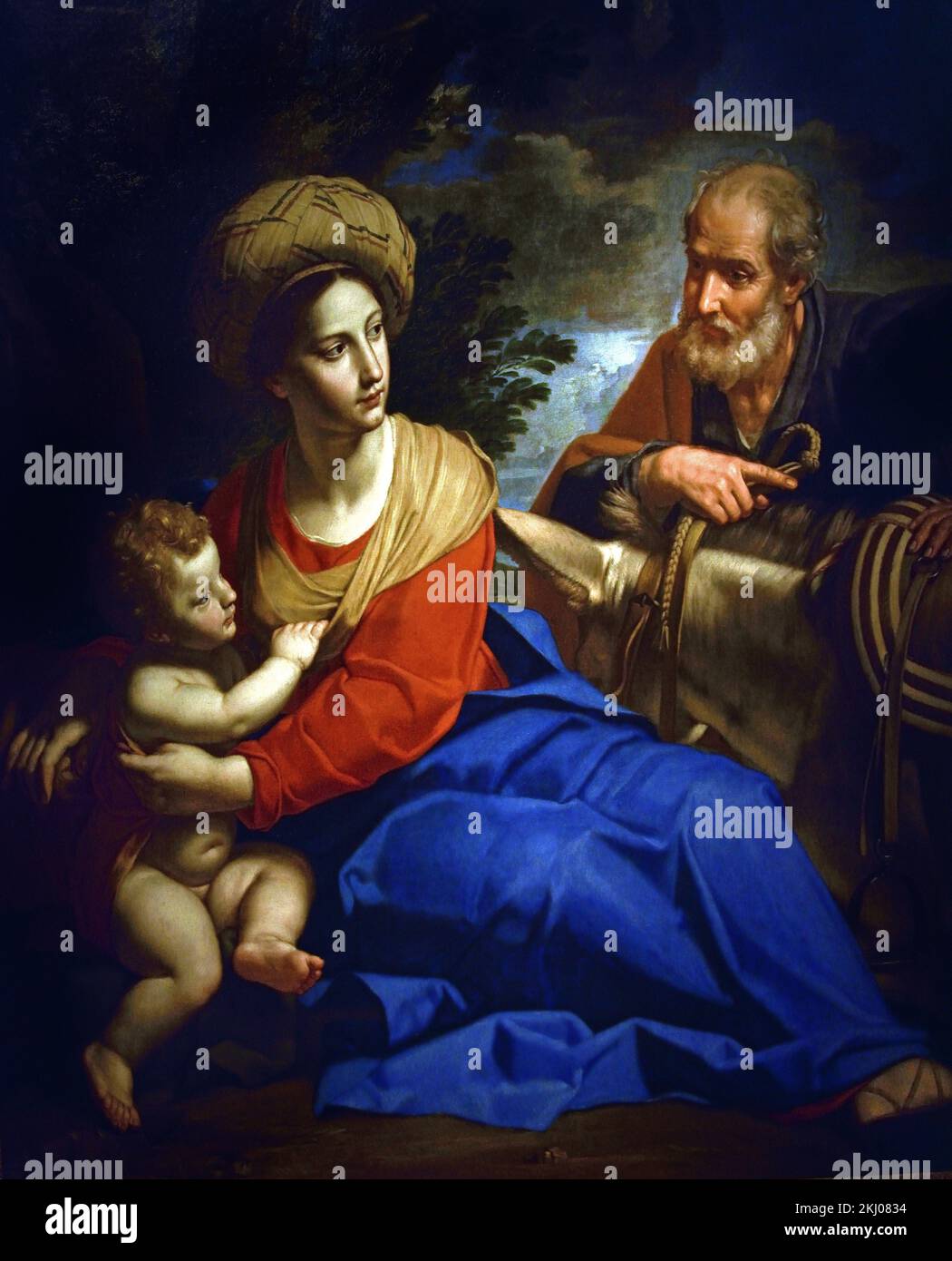 Volo in Egitto di Michele fiammingo Desubleo (1601-1676) | Pittore circa 1640 | 17th ° secolo Michele Desubleo (1601-1676), Michele fiammingo, fiammingo, Michele di Giovanni de Sobleau, dipinto fiammingo,r attivo nel barocco dell'Italia centrale e settentrionale, ( volo in Egitto, San Giuseppe, Vergine Maria , Gesù bambino fuggito in Egitto, Per salvare quest'ultimo dall'essere, ucciso, da, re Erode il Grande, ) Foto Stock