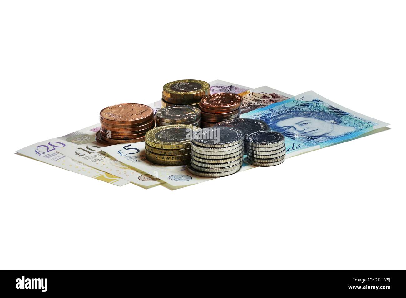 Vecchi soldi - Stack di moneta Foto Stock