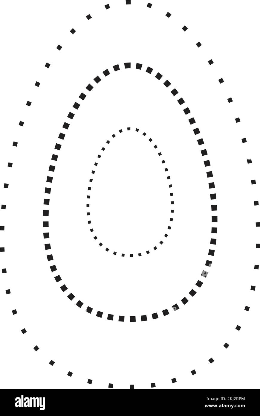 Simbolo di forma ovale tracciante, linea tratteggiata tratteggiata tratteggiata a tratti per prescolare, asilo e bambini Montessori prescrivere, disegnare e tagliare pract Illustrazione Vettoriale