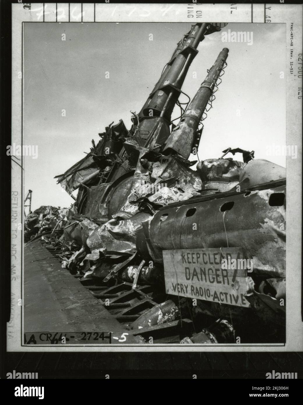 Progetto 18 - attività di test Operation Crossroads (Bikini). Danni al montante USS Skate. Fotografie di Atmospheric Nuclear Testing a Pacific Island e Nevada Test Sites. Foto Stock