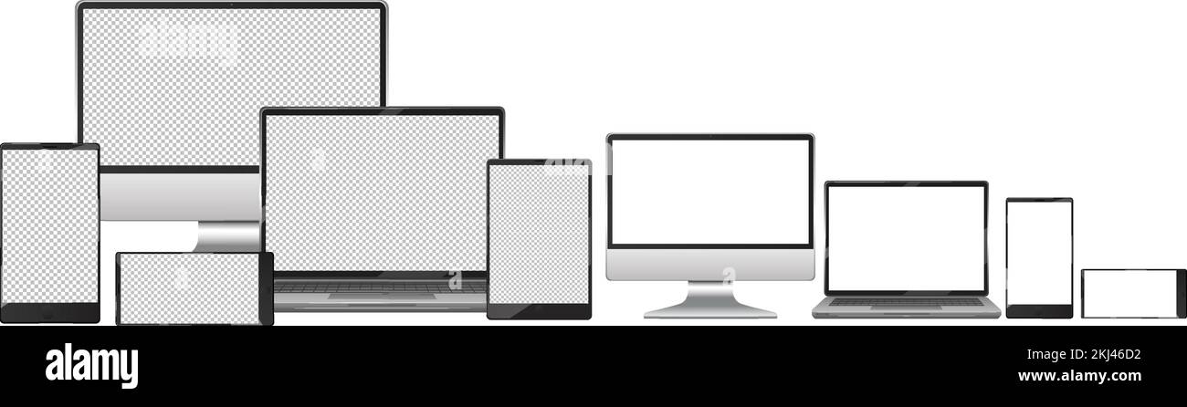 Tablet con schermo verde e file vettoriali per smartphone. Illustrazione Vettoriale