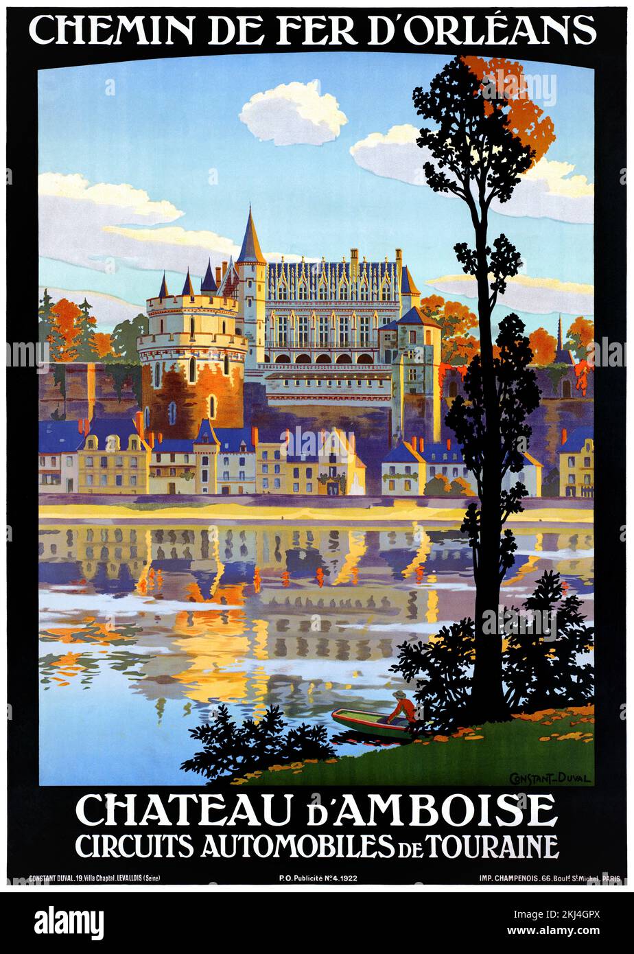Chateau d'Amboise di Leon Constant-Duval (1877-1956). Poster pubblicato nel 1922 in Francia. Foto Stock