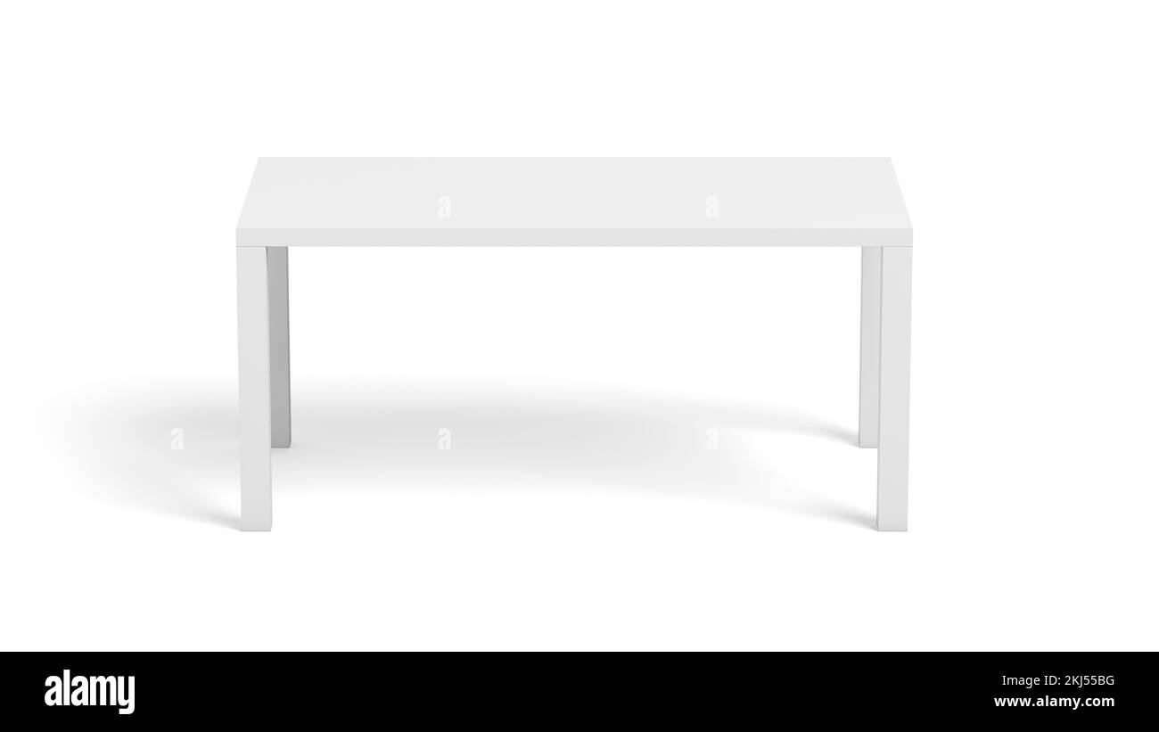 Tavolo moderno isolato su sfondo bianco. illustrazione 3d. Foto Stock