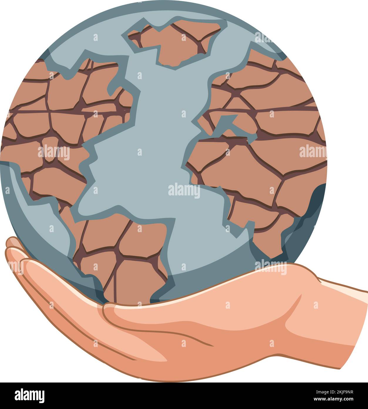 La siccità ha colpito la zona sul globo dall'illustrazione di riscaldamento globale Illustrazione Vettoriale