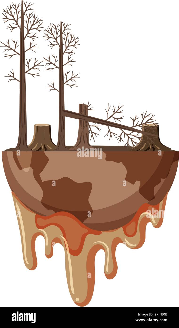 La siccità ha colpito la zona sul globo dall'illustrazione di riscaldamento globale Illustrazione Vettoriale