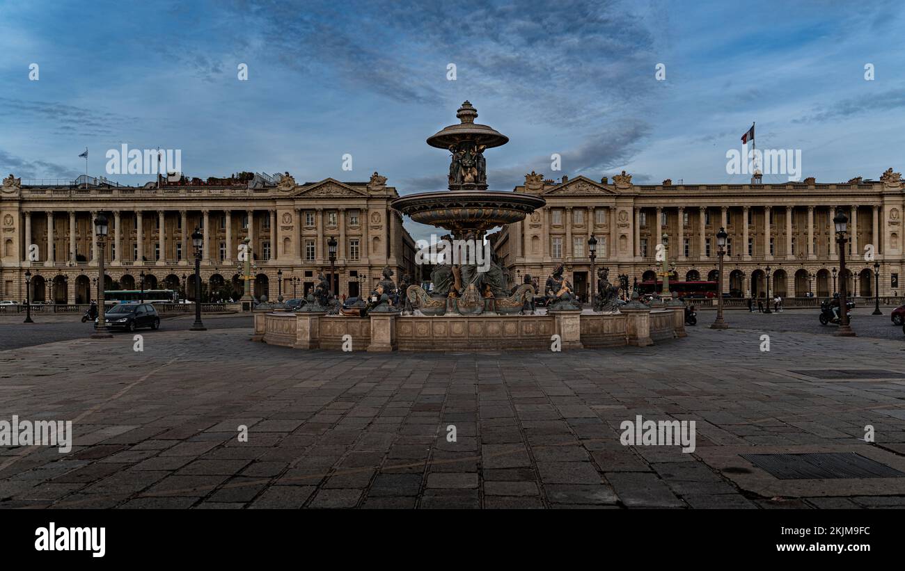 La Fontana del Commercio del Fiume nella piazza della Concorde (Place de la Concorde) a Parigi Foto Stock