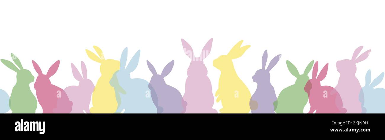 Colorful Easter Bunny Mascot Vector Illustration Set isolato su uno sfondo bianco. Illustrazione Vettoriale