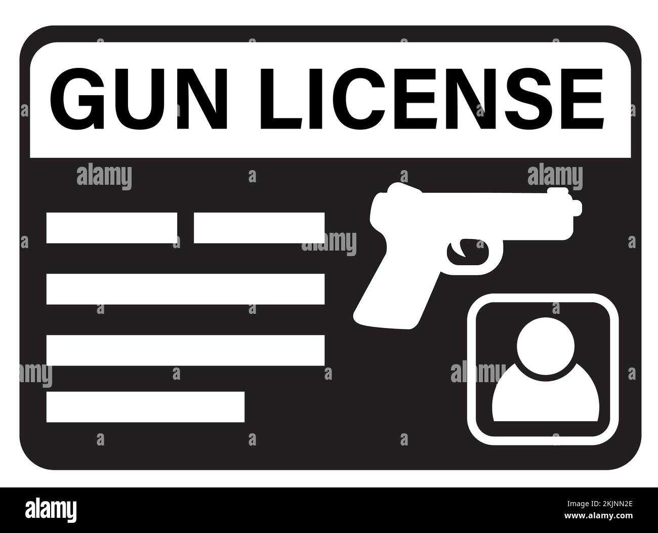 icona licenza pistola su sfondo bianco. pistola con tag e documento. segnale permesso pistola. simbolo di licenza. stile piatto. Foto Stock