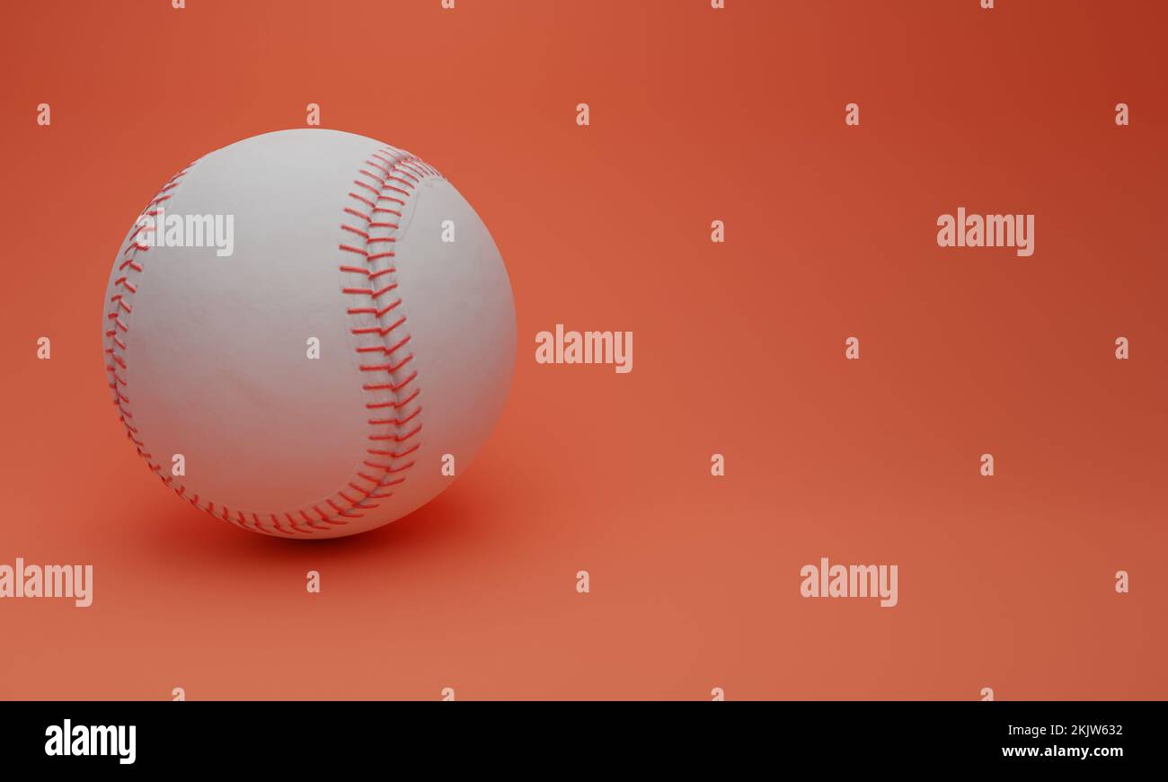 Un'illustrazione 3D di una sfera di base su sfondo rosso con uno spazio di copia Foto Stock