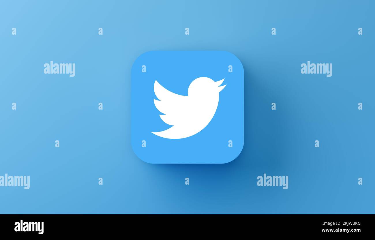 New York, USA - 25 novembre 2022: Icona del logo Twitter. Twitter è un servizio di microblogging e social networking di proprietà di Elon Musk . Gli utenti registrati possono Foto Stock