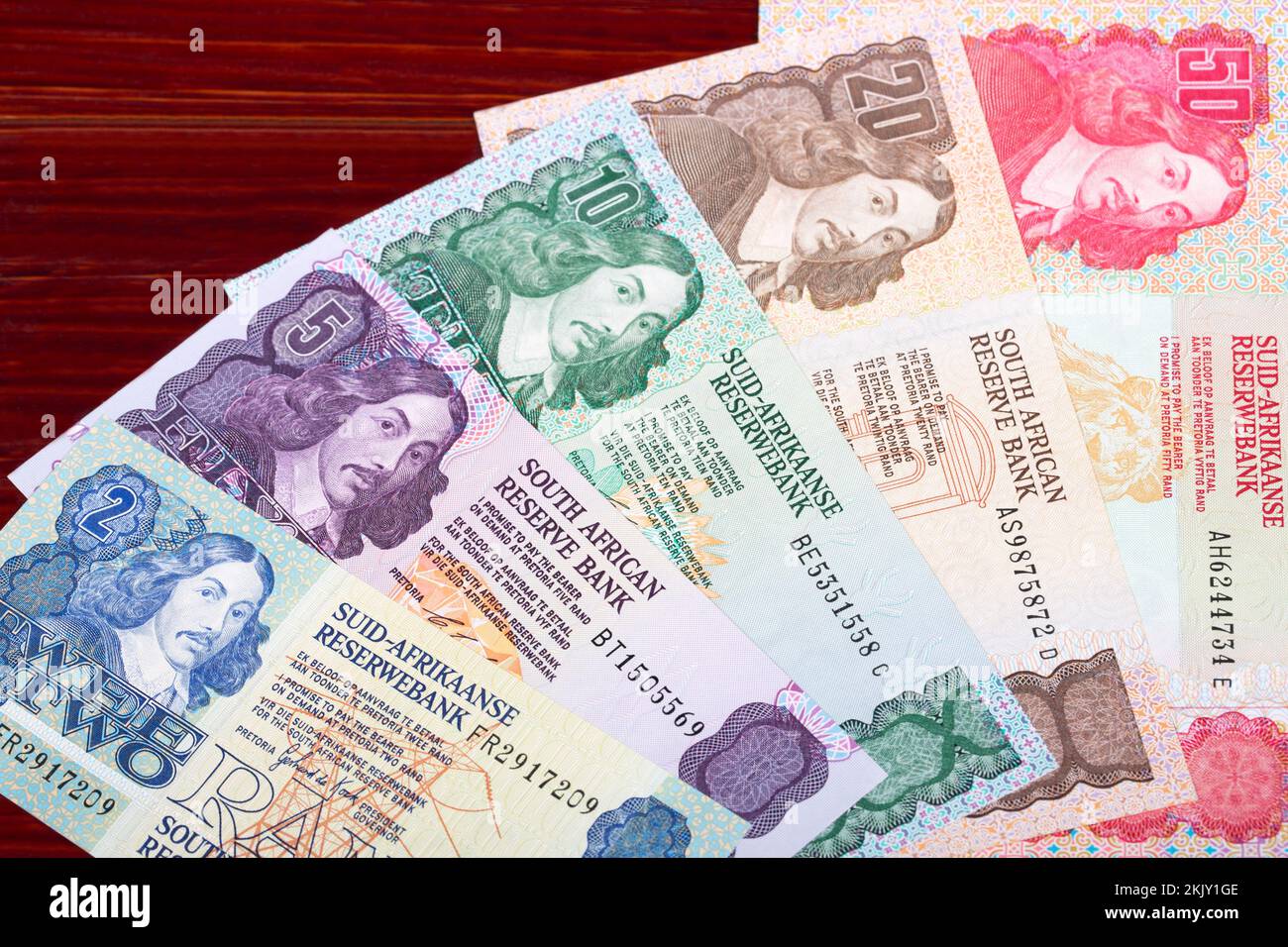 Old South African soldi un background aziendale Foto Stock