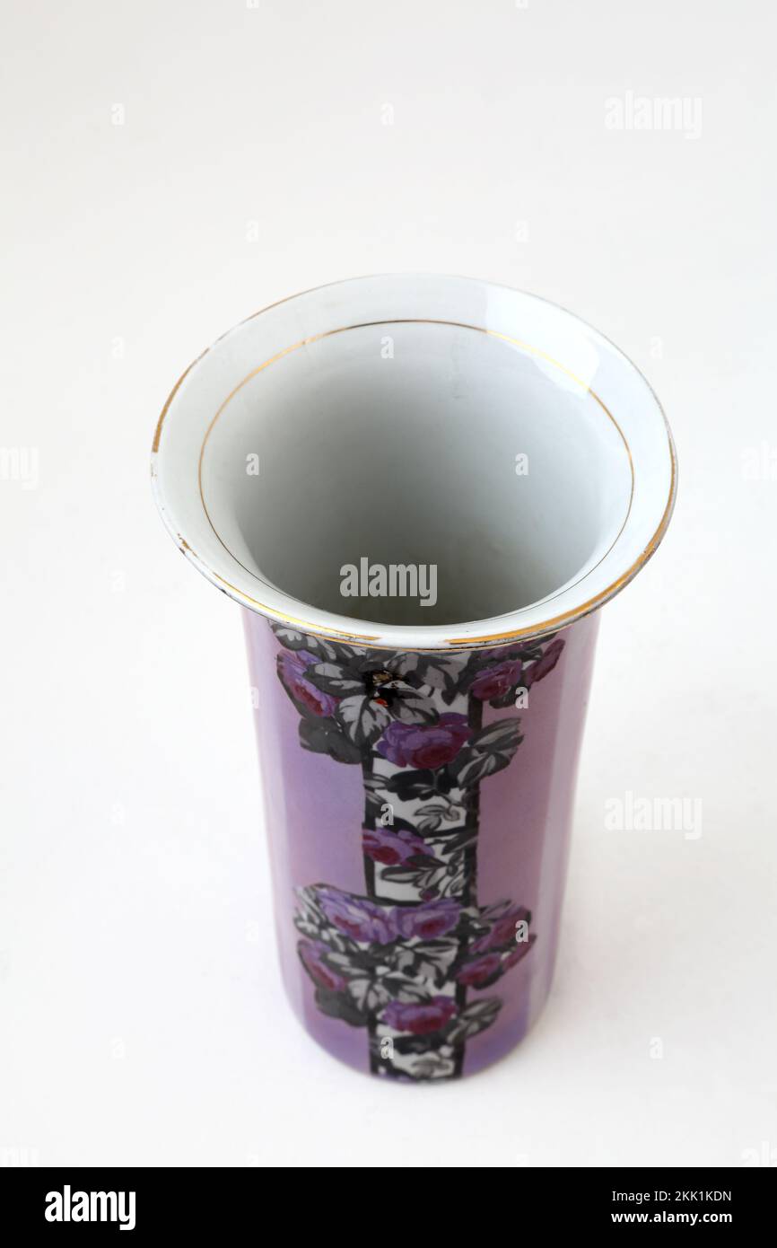 Royal Staffordshire Pottery Rare Wilkinson's Rose Trellis Deco Mauve Lustre Vase Foto Stock