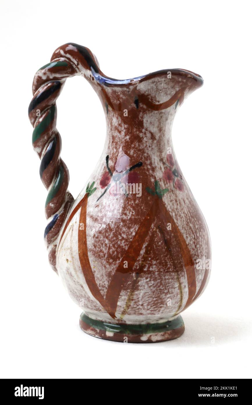 Caraffa/vaso in ceramica da studio greco fatto a mano con manico Barley Foto Stock