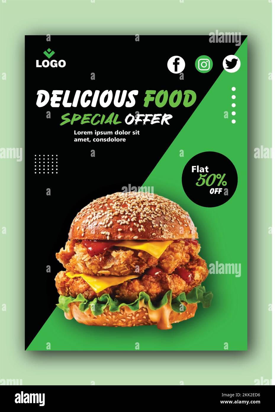 Volantino modello completamente modificabile per il Burger Restaurant Illustrazione Vettoriale