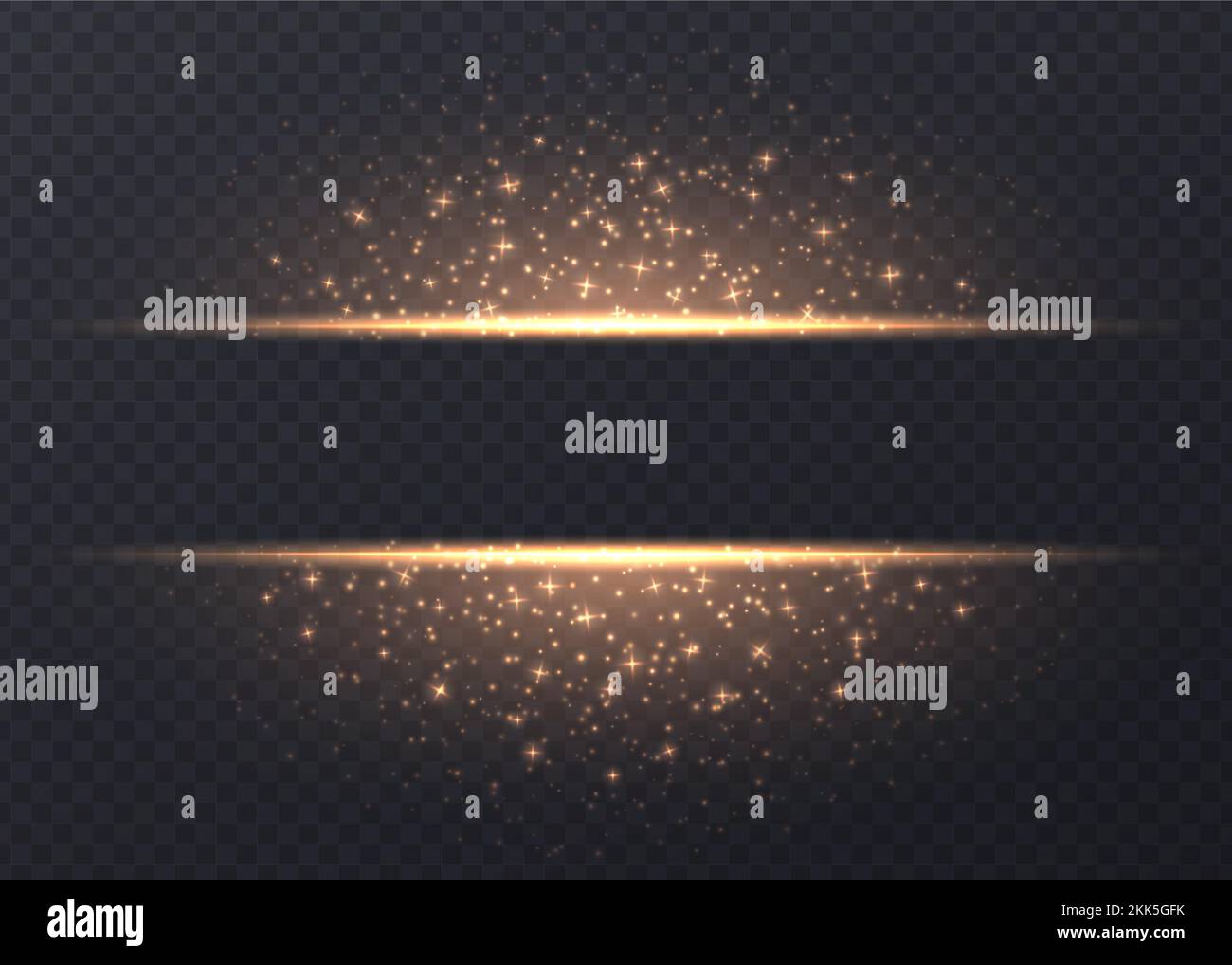 Linee con stelle e scintille isolate su sfondo trasparente. Illustrazione Vettoriale