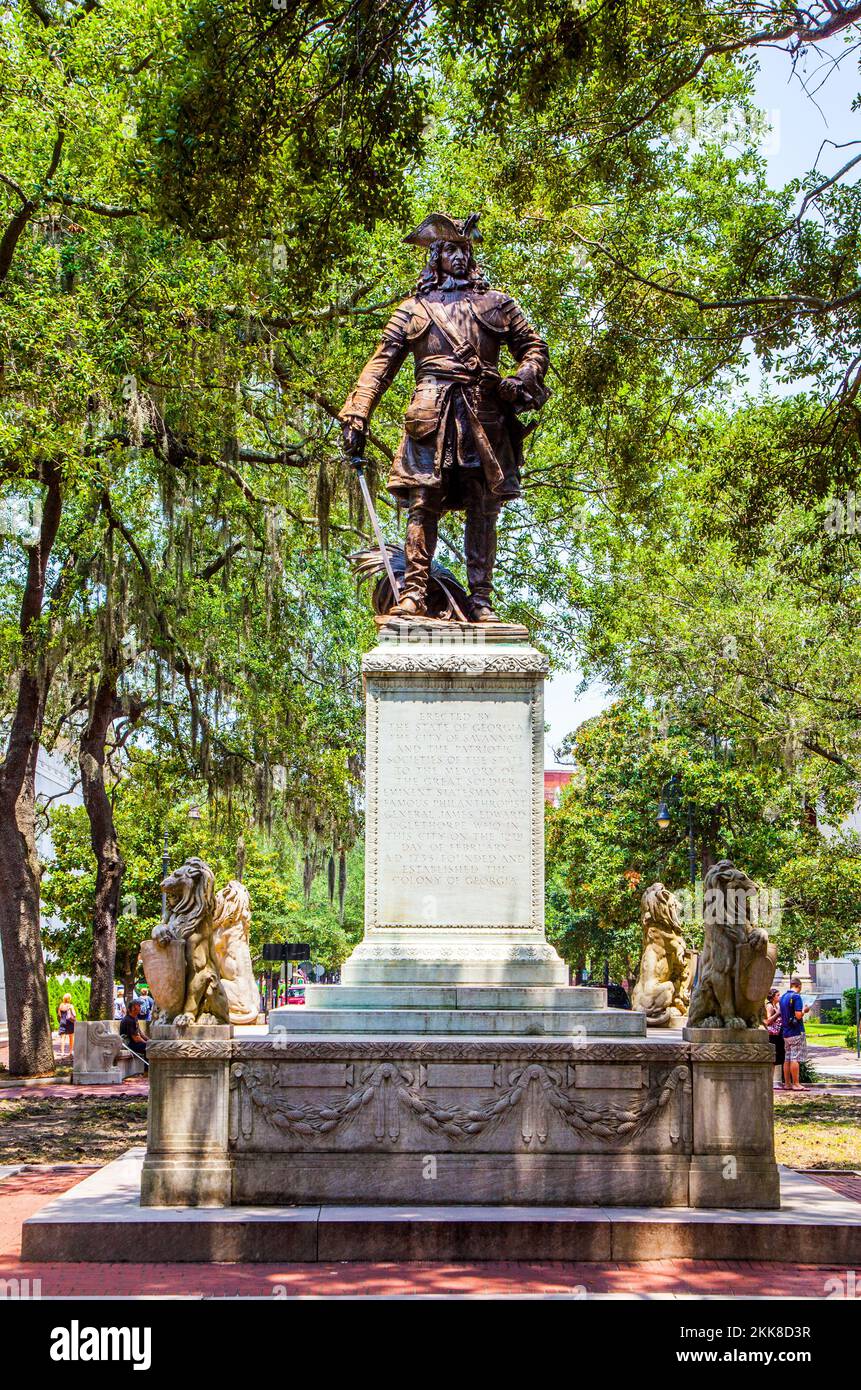 Savannah, USA - 22 luglio 2010: memorial a Savannah per il generale Oglethorpe Foto Stock