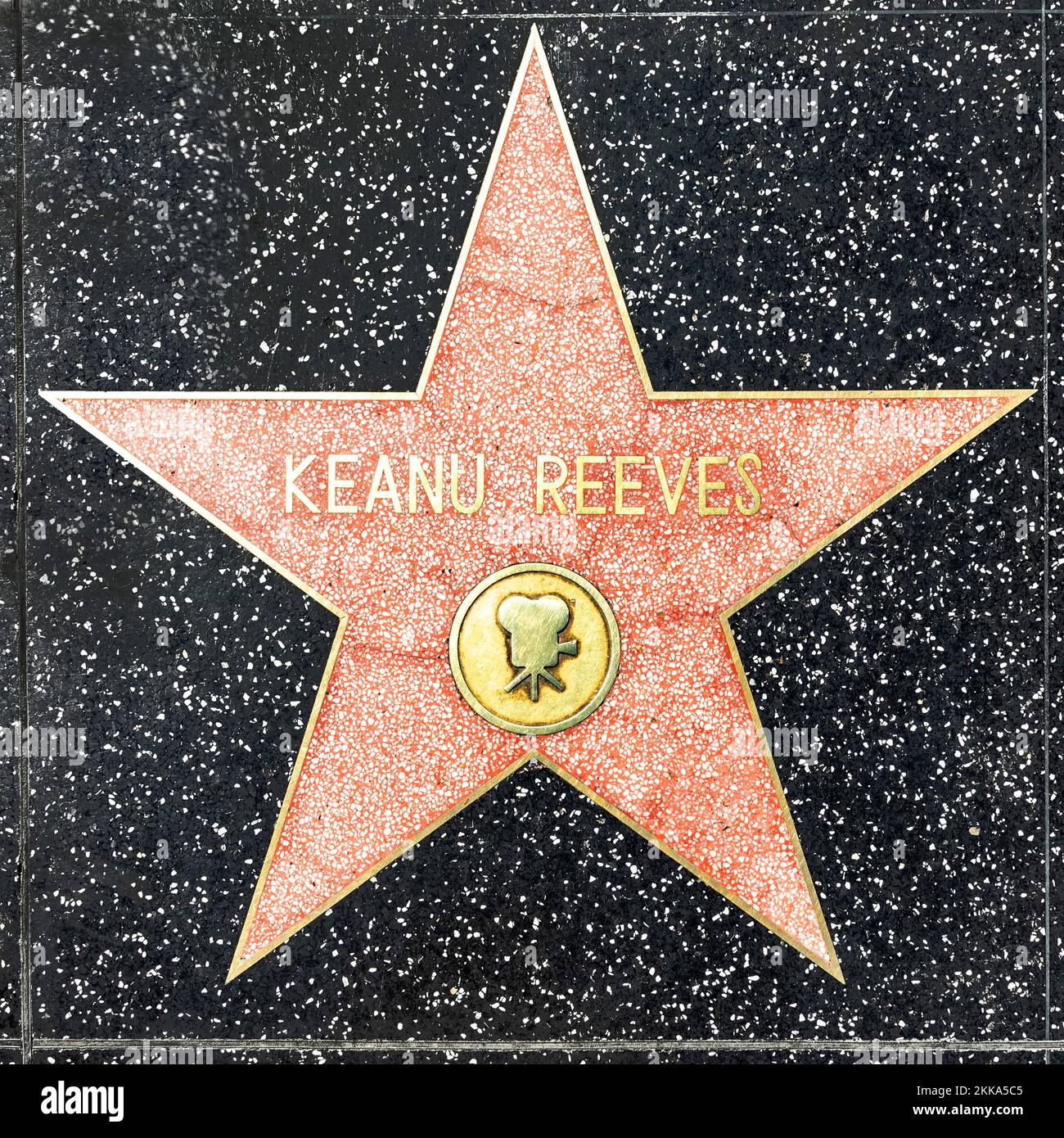 Los Angeles, USA - 17 marzo 2019: Primo piano di Star sulla Hollywood Walk of Fame per Keanu Reeves. Foto Stock