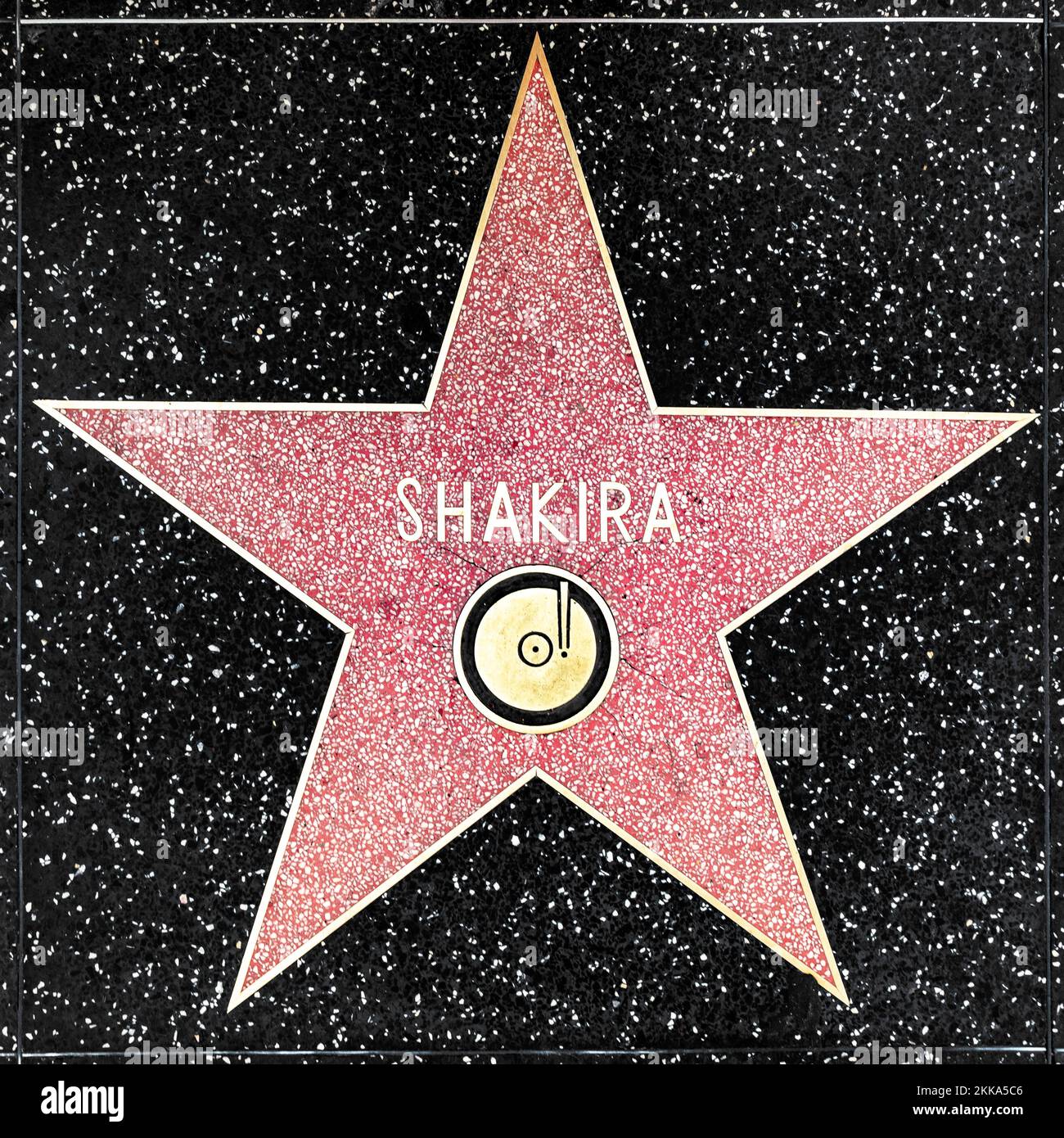 Los Angeles, USA - 17 marzo 2019: Primo piano di Star sulla Hollywood Walk of Fame per Shakira. Foto Stock