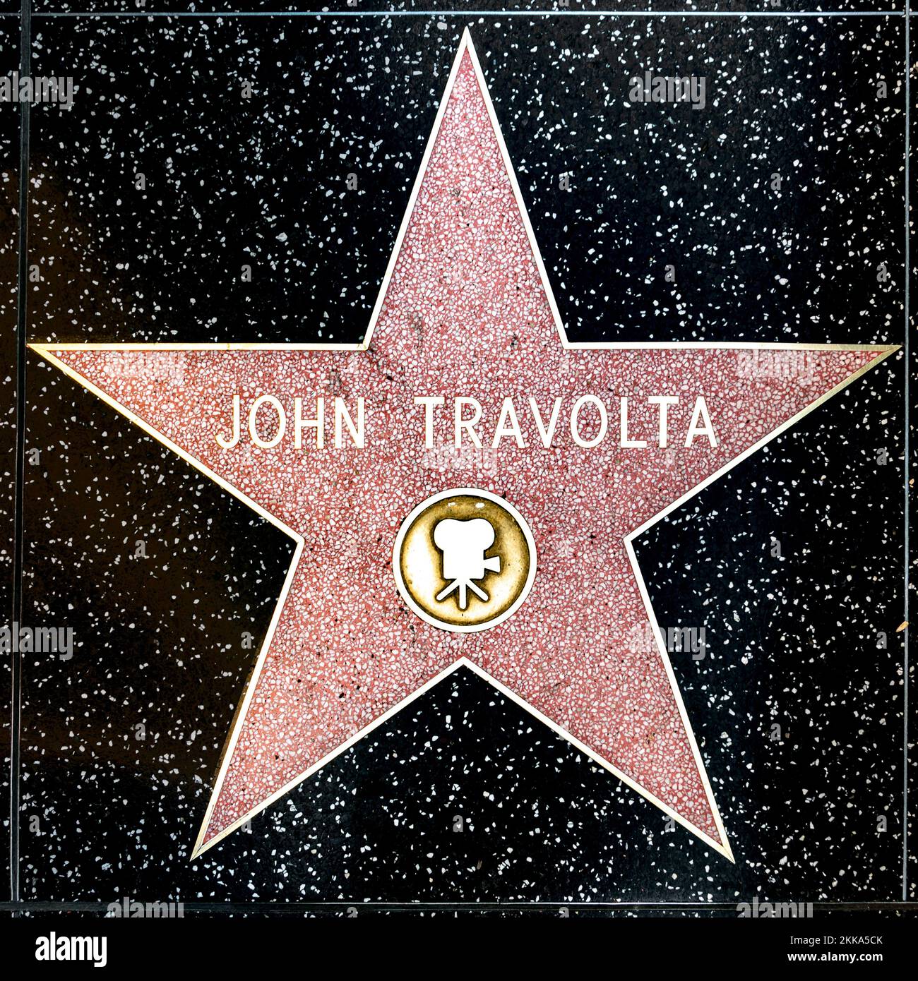 Los Angeles, USA - 17 marzo 2019: Primo piano di Star sulla Hollywood Walk of Fame per John Travolta. Foto Stock