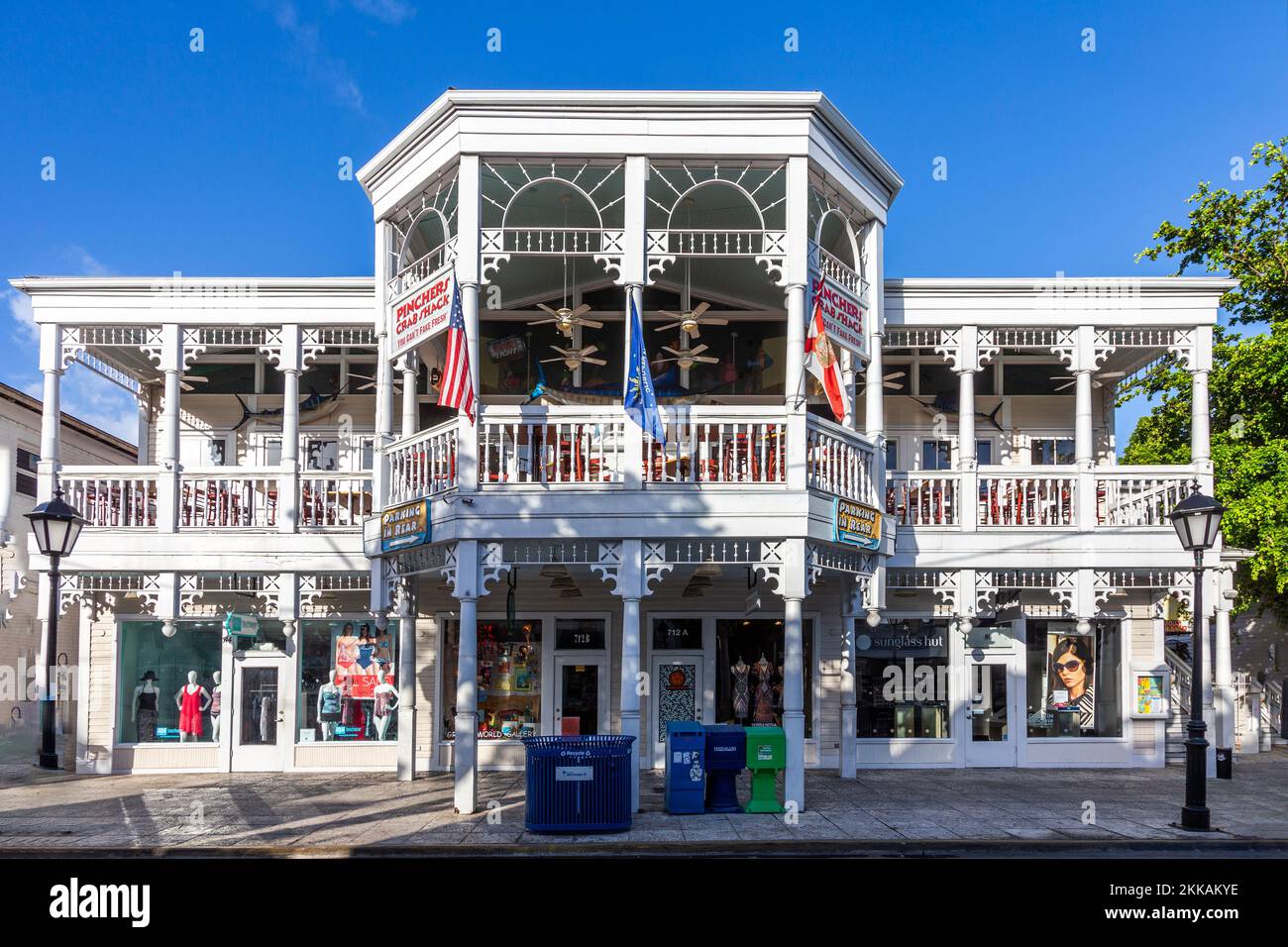 Key West, USA - 27 agosto 2014: Situato sulla strada più popolare di tutta Key West, il Duval Street Pinchers Crab Shack offre freschi granchi menues Foto Stock