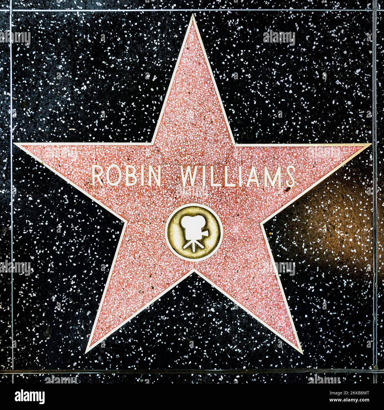 Los Angeles, USA - 17 marzo 2019: Primo piano di Star sulla Hollywood Walk of Fame per Robin Williams. Foto Stock