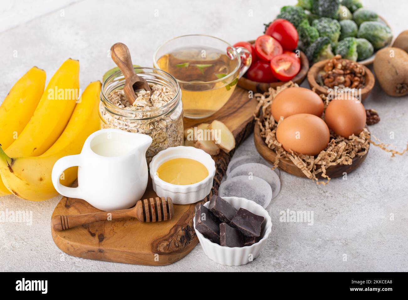 Assortimento di prodotti contenenti melatonina Foto Stock
